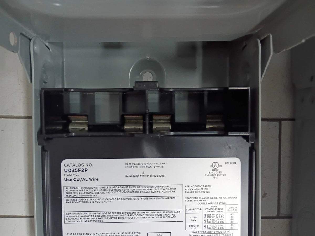 (2PK) Midwest U035F2P Electric Products 30-Amp 120/240V Fused AC Disconnect OB