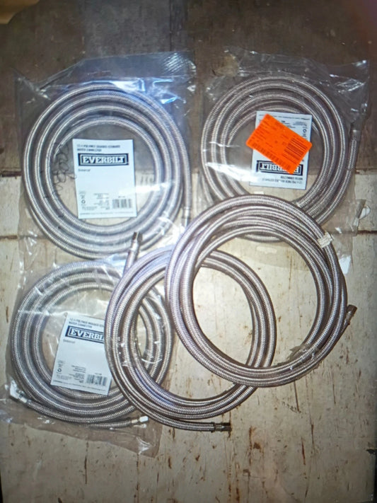 5-Pack Everbilt 12ft Polymer Braided Icemaker Water Line Connector Universal, OB