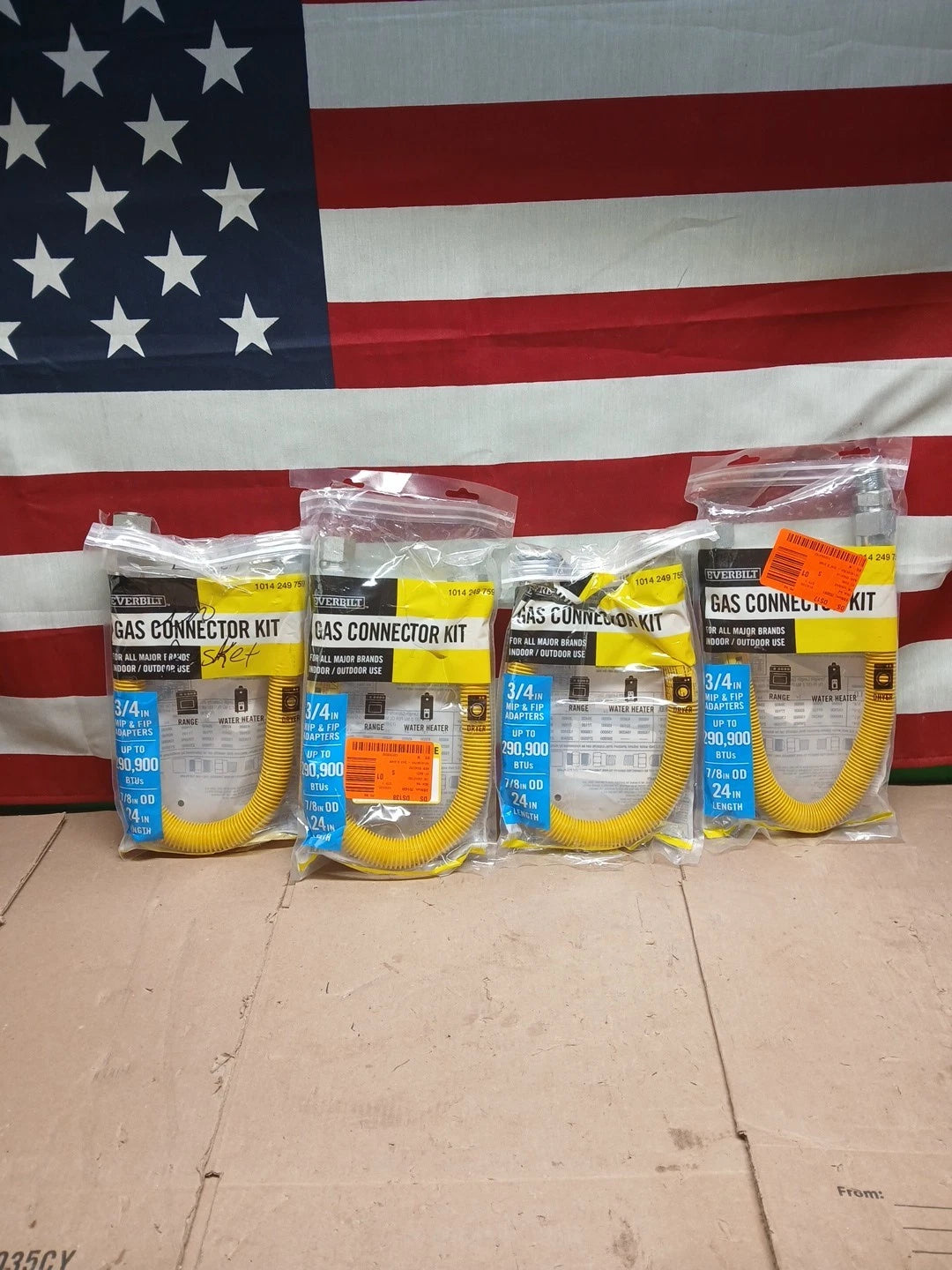 Lot Of 4 Everbilt3/4 in. FIP x 3/4 in. MIP x 24 in. Gas Connector 7/8 in. OD