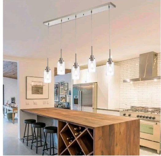 TODOLUZ 5-Light Farmhouse Chandelier, Adjustable Height Pendant Light