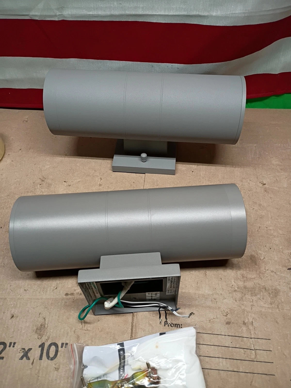 Modern Outdoor Wall Lights, Up/ Down Patio Lights in Aluminum Cylinders, Gray