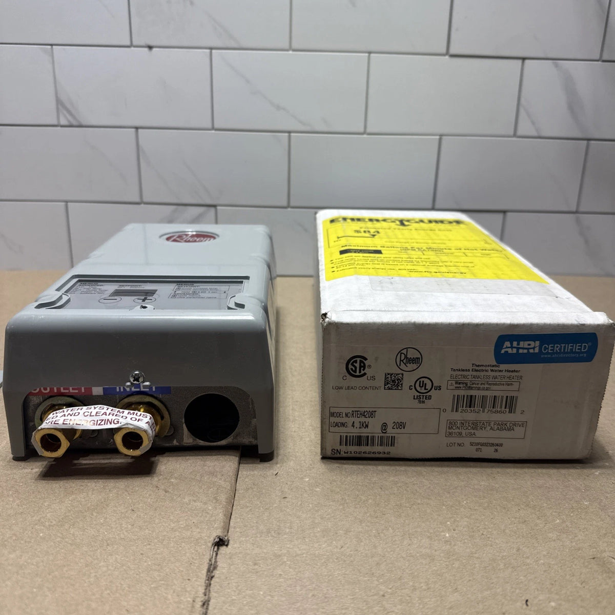 Rheem RTEH2408T 4.1 kW 208v Thermostatic Tankless Electric Water Heater OPEN BOX