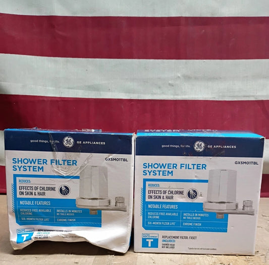 2pk GE Shower Filtration System Filter Included Chrome 1/2" GXSM01TBL Open Box