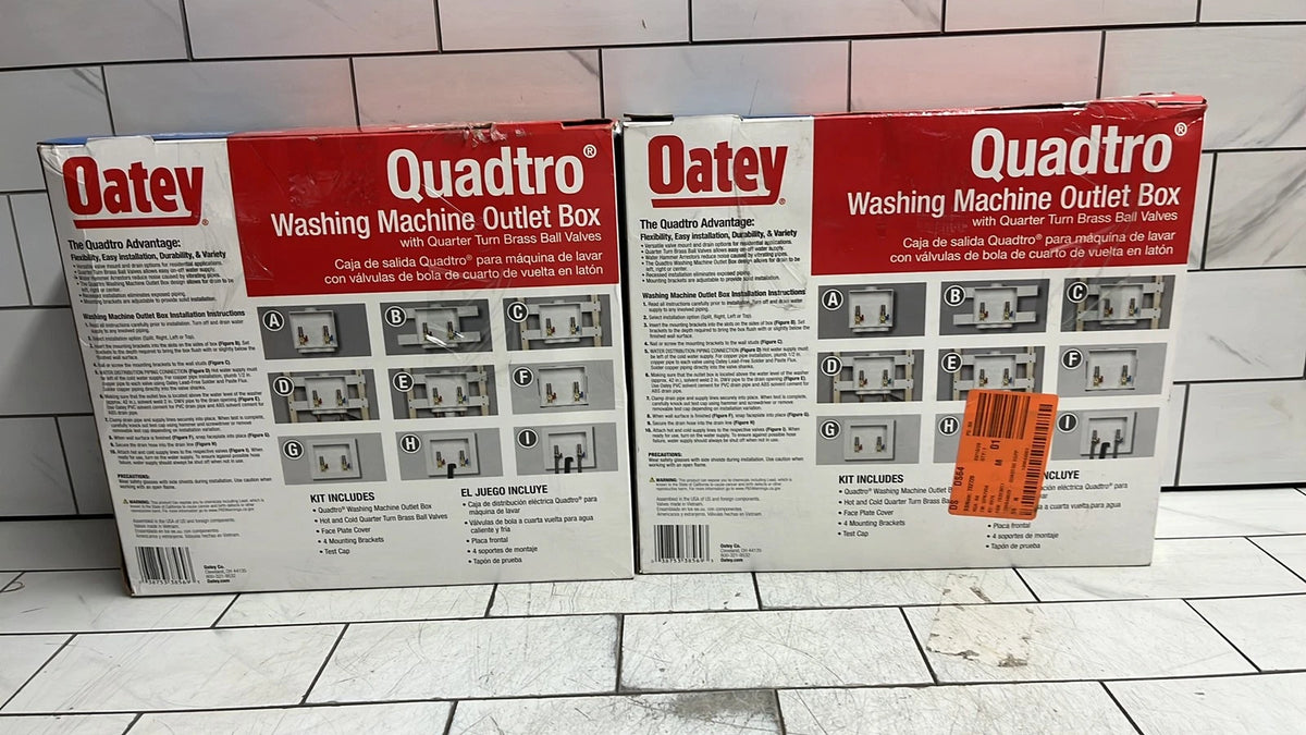 2 OATEY Quadtro 38569 - 1/2" PEX Washing Machine Outlet Box 1/4 Turn Valves