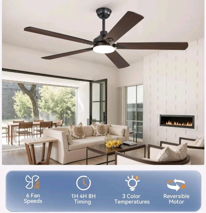 ZMISHIBO 60 Ceiling Fans with Lights Black Modern Ceiling Fan with Remote