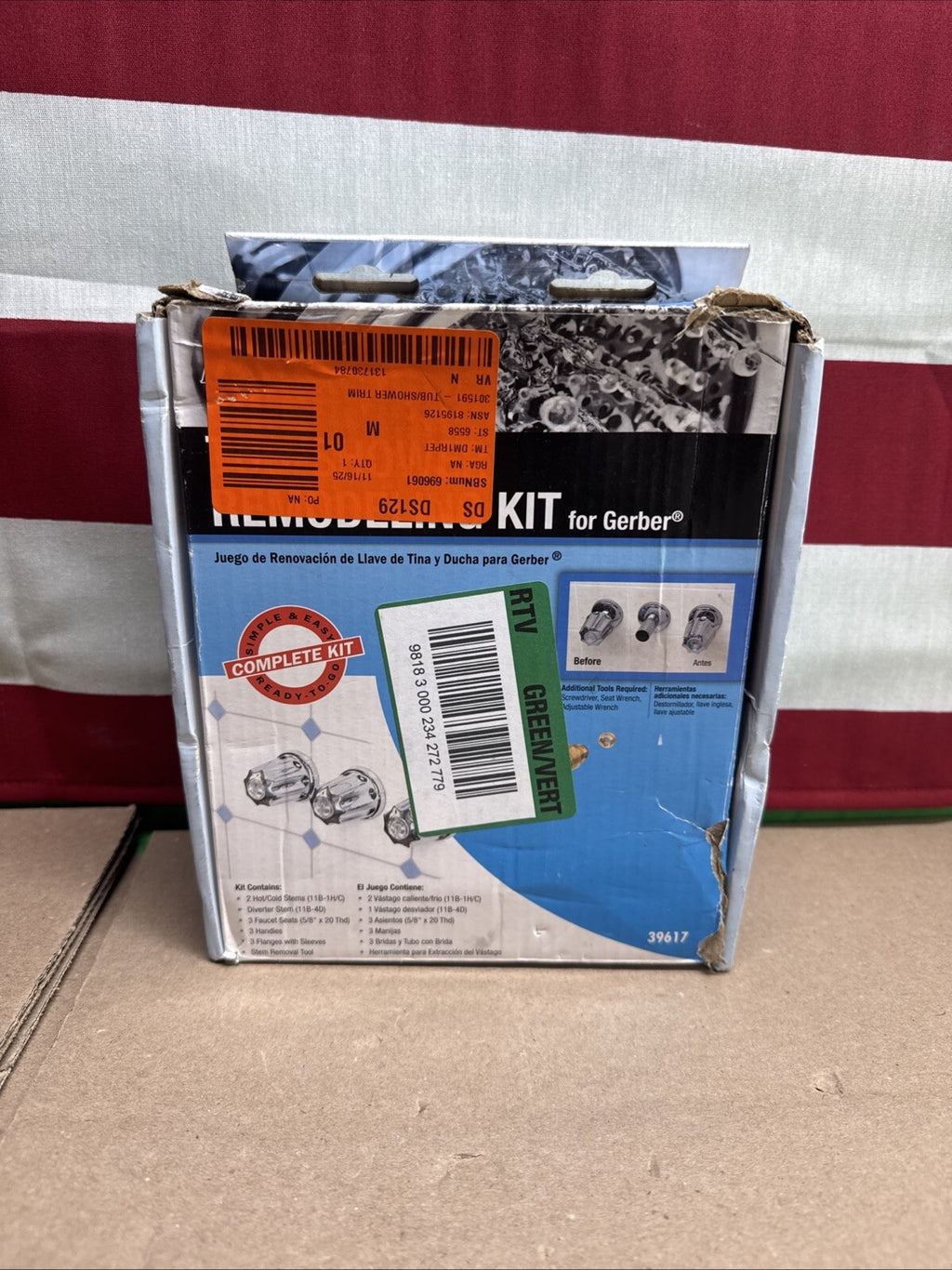 Gerber Tub/Shower 3-Handle Remodeling Kit in Chrome NEW OPEN BOX