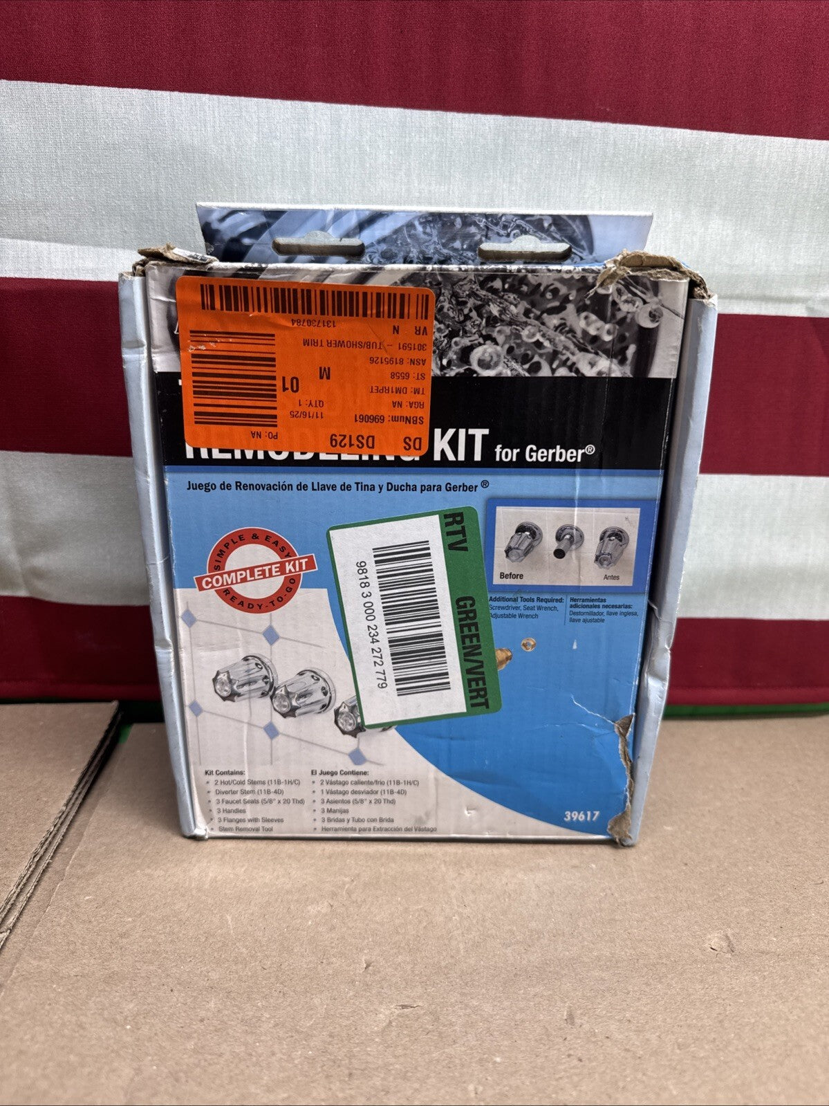 Gerber Tub/Shower 3-Handle Remodeling Kit in Chrome NEW OPEN BOX