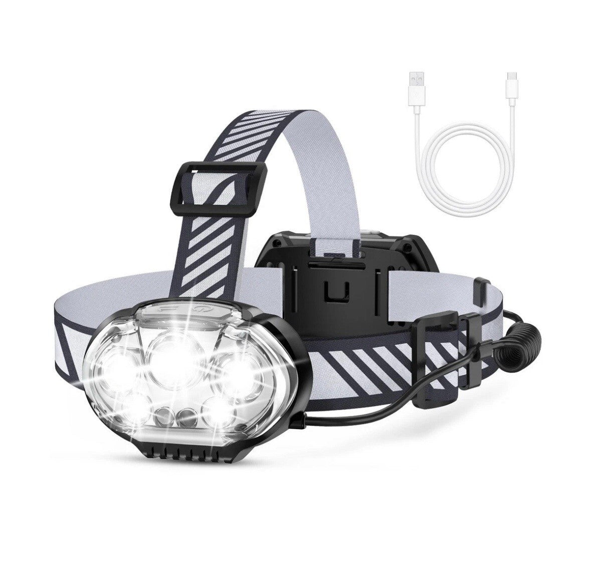 Rechargeable Headlamp, Ultra-Bright 5 LED Head Lamp with Red White Light,IPX4...