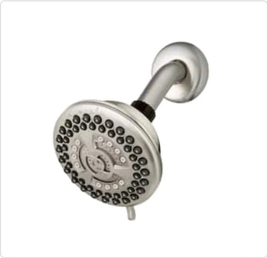 Waterpik 9Spray 4.5” Single Wall Mount Low Flow Fixed Adjustable Brushed Nickel