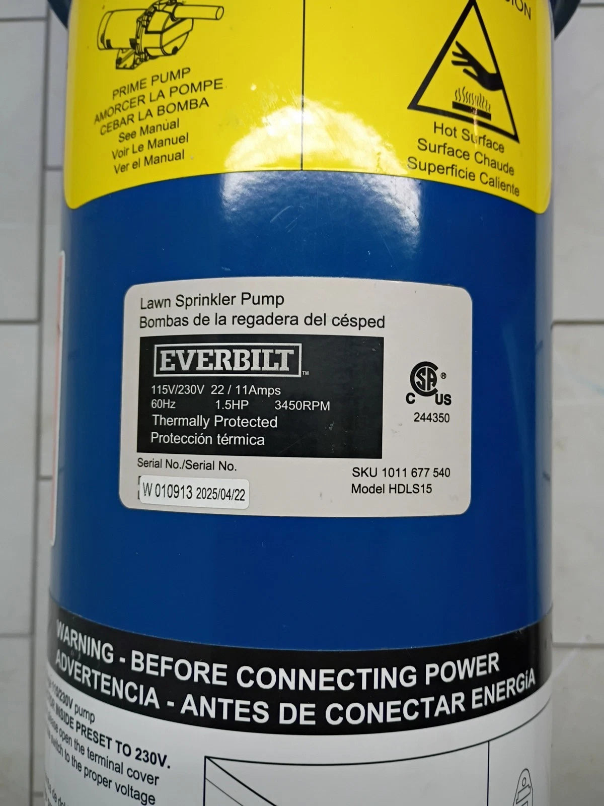 Everbilt Professional Irrigation Pump Cast Iron 2 HP Dual Voltage, HDLS20 PARTS