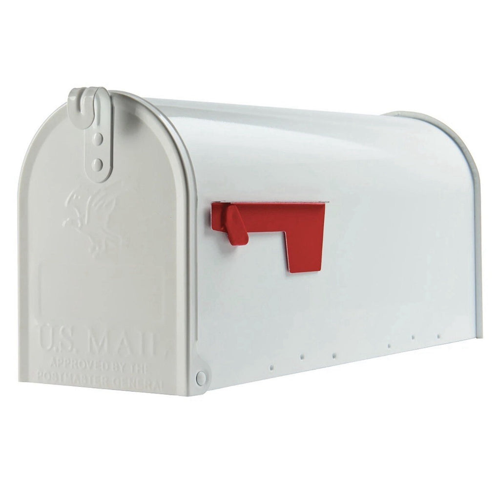 Architectural Mailboxes Elite Classic Galvanized Steel Post Mount White Mailbox