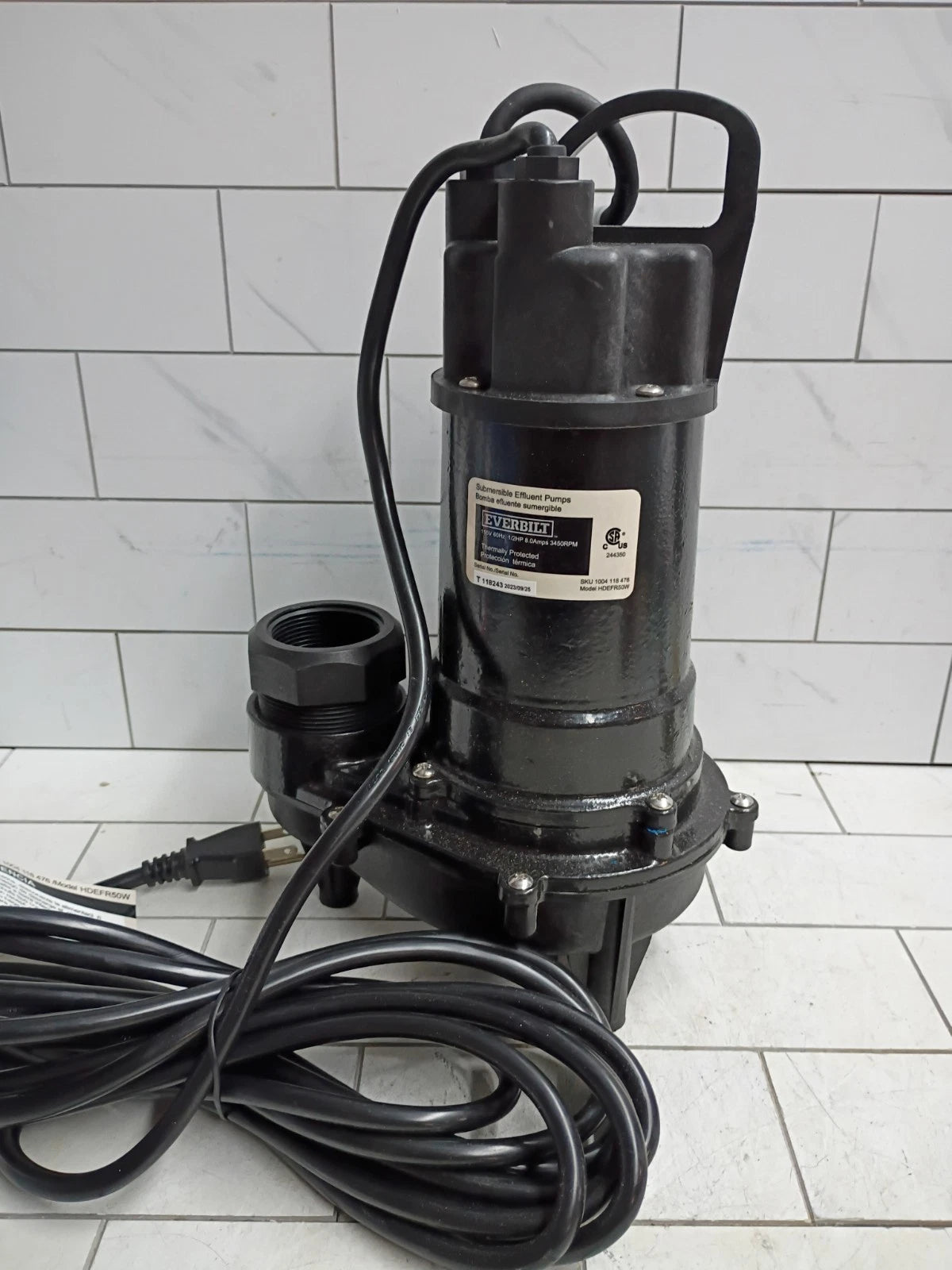 Everbilt HDEFR50W 1/2 HP Effluent Pump, Open Box.