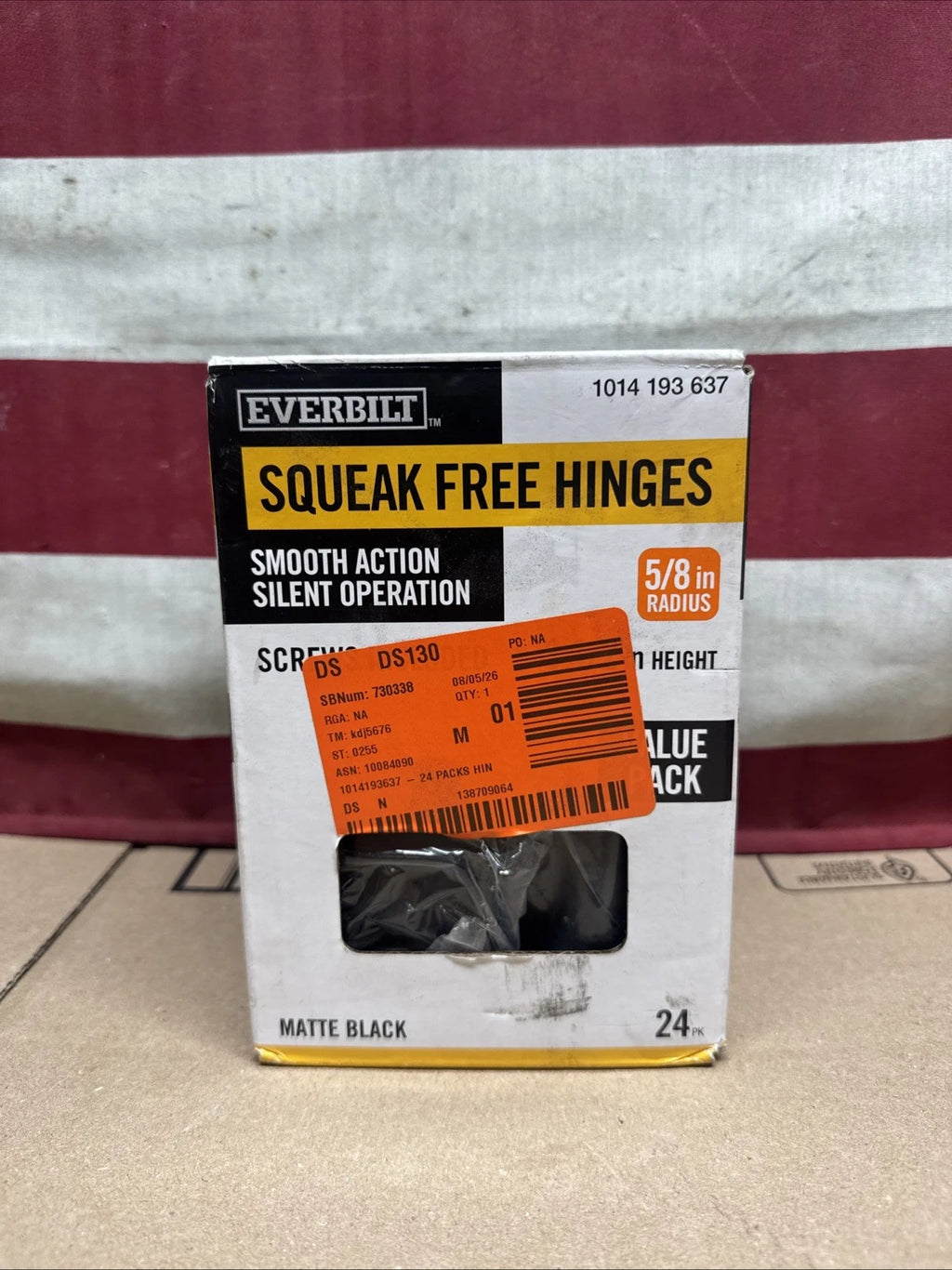 24 Pack Everbilt 3-1/2 in. x 5/8 in. Radius Matte Black Squeak-Free Door Hinges