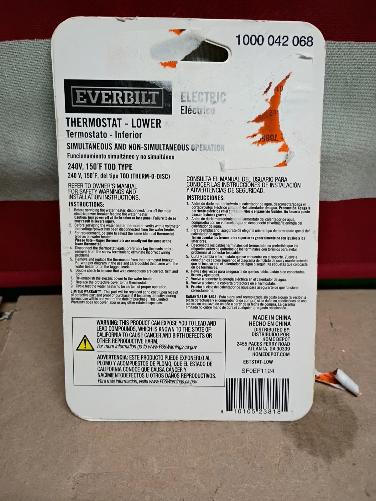 Lot of 3 Everbilt 240v T-O-D Single-Pole Lower Thermostat EBTSTAT-LOW