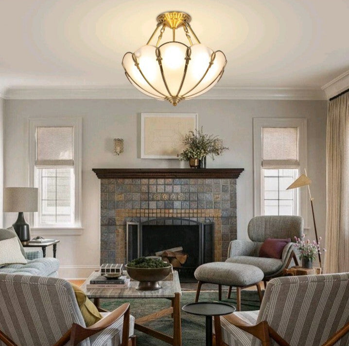 Gold Vintage Ceiling Light, 100-240v Glass Ceiling 4-light Pendant Lighting OB