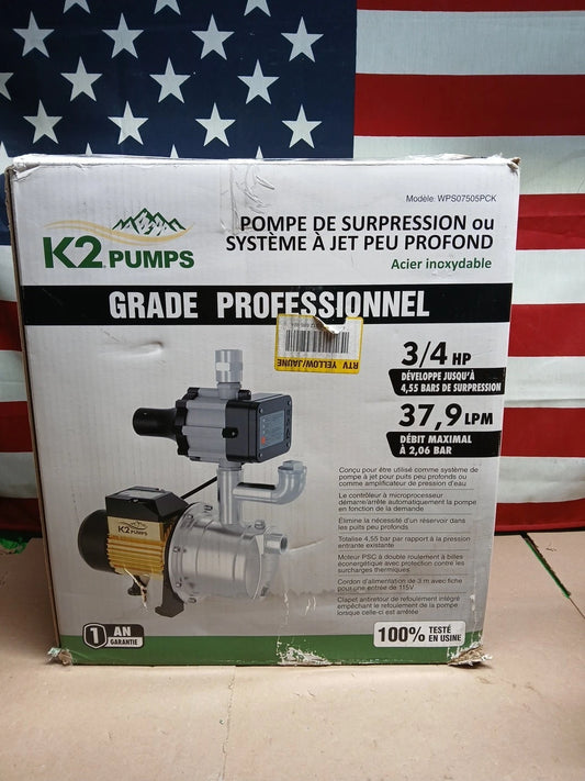 K2 Pumps Automatic Booster Pump 3/4 Hp Lead Free Stainless Steel 115V