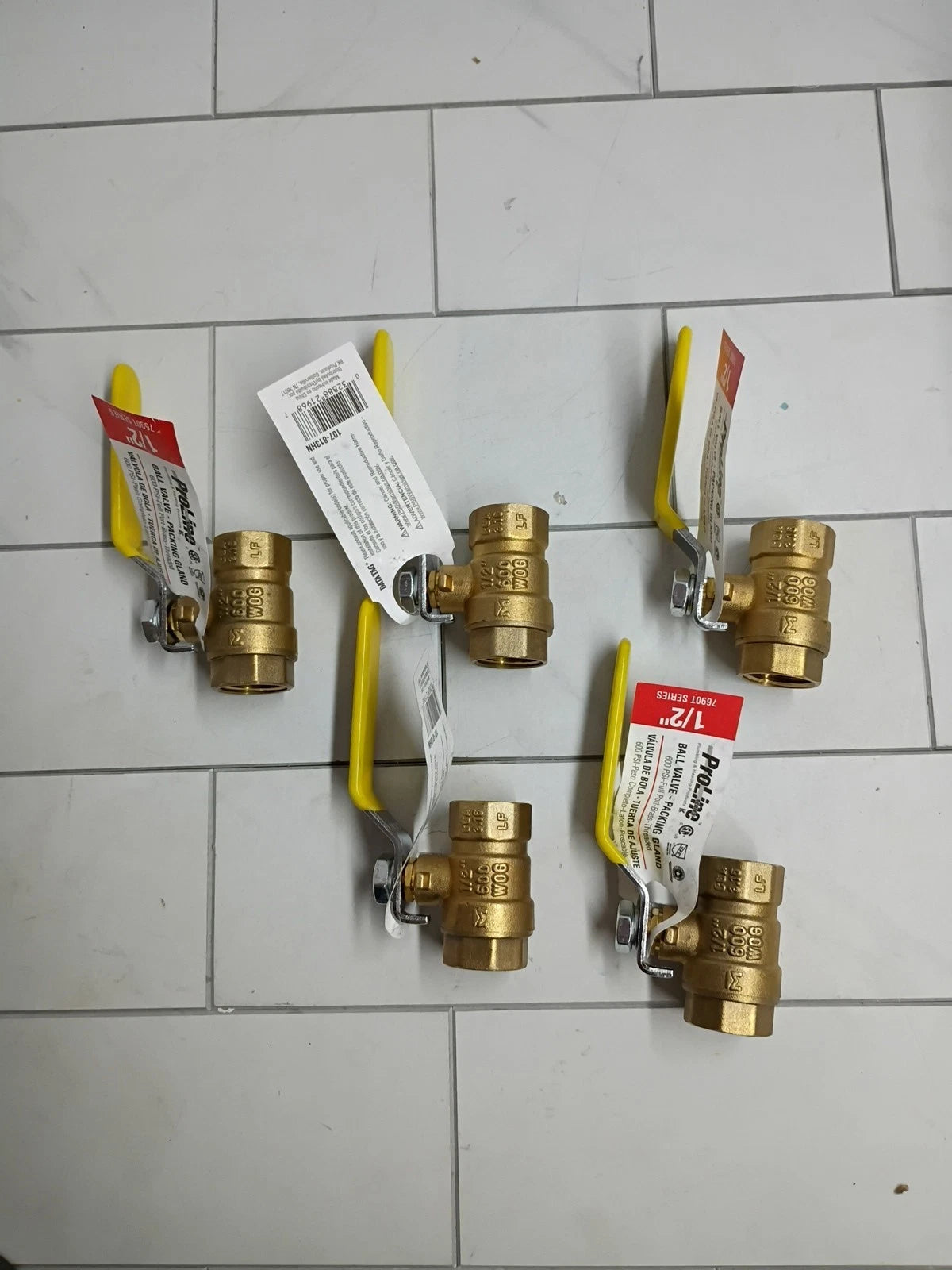 ProLine 1/2" Brass FPT Full Port Ball Valve Lead Free 600 PSI (5-Pack) 107-813J5