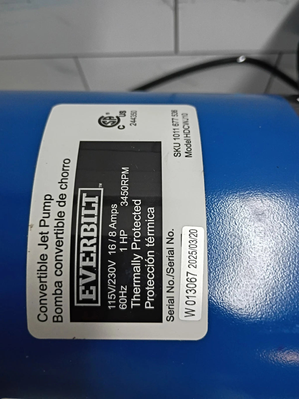 Everbilt HDCWJ10 1 HP Professional Convertible Jet Pump. NEW OPEN BOX