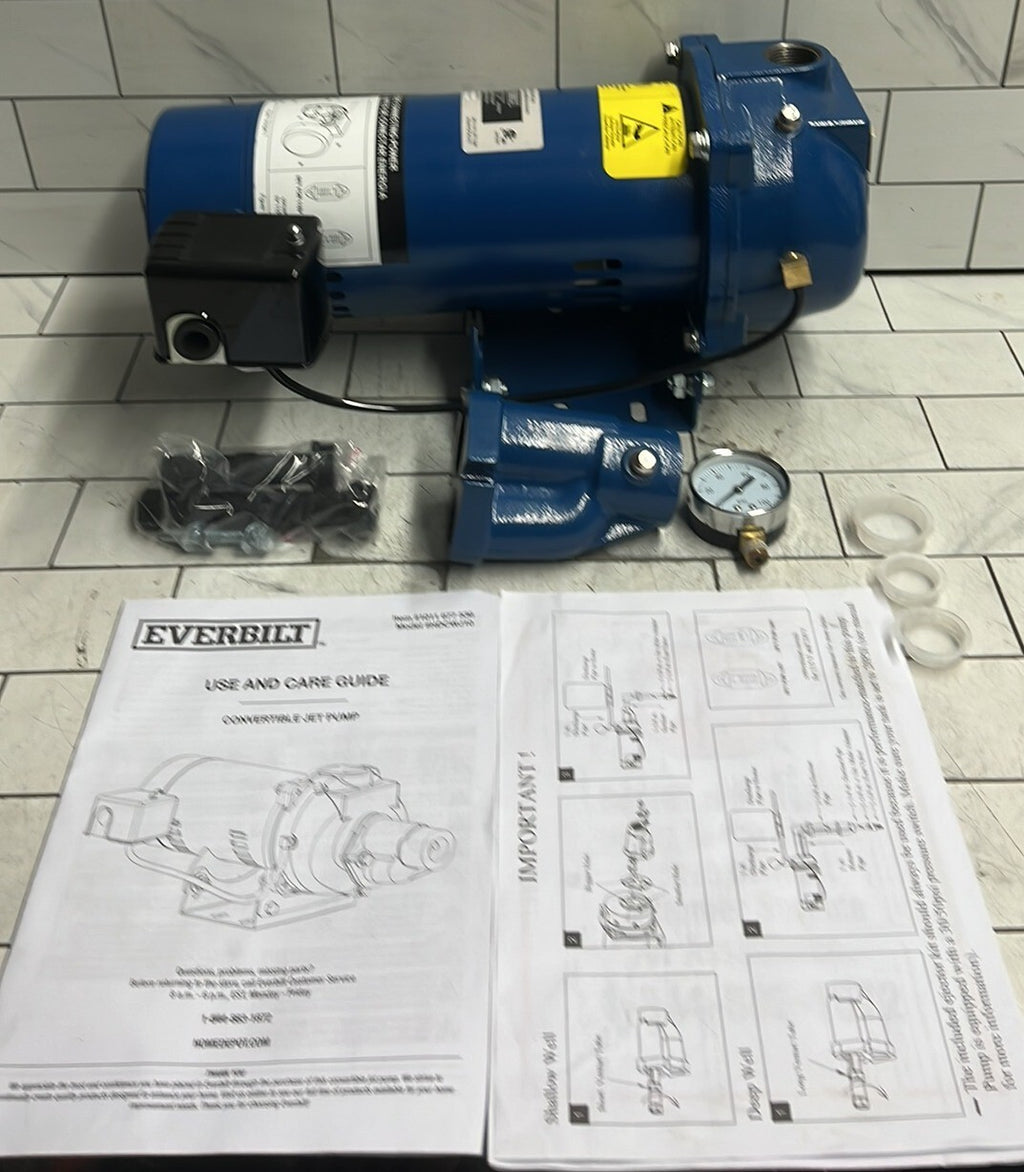 Everbilt HDCWJ10 1HP 115/230v  Professional Convertible Jet Pump NEW OPEN BOX