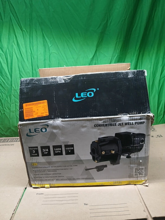 LEO3/4 HP 115/230-Volt Cast Iron Convertible Jet Pump NEW OPEN BOX