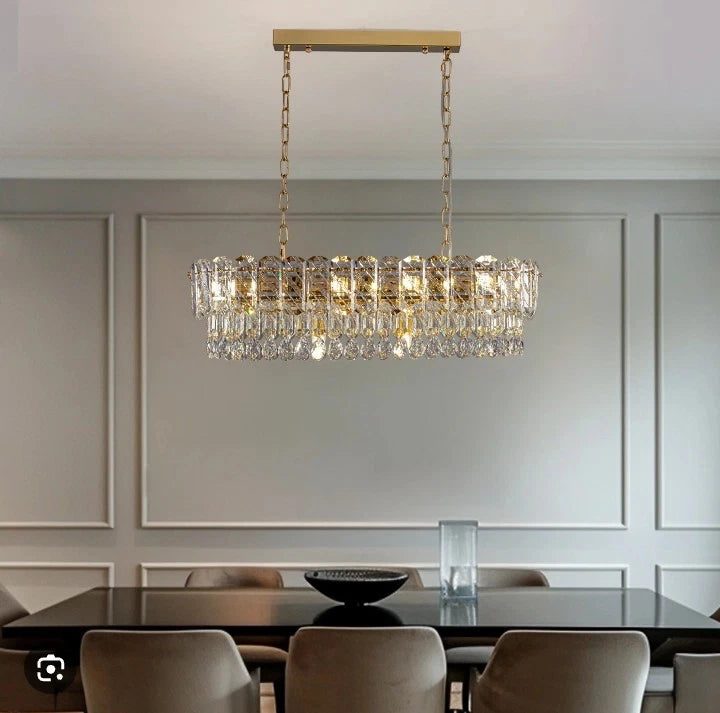 Elara Gold Crystal Rectangular Chandelier (Model CH478-A / KXP002G-10C)