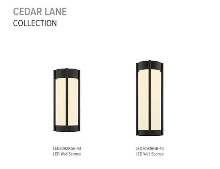 Cedar Lane Matte Black Outdoor Line Voltage Hardwired Porch Light Wall Sconce OB