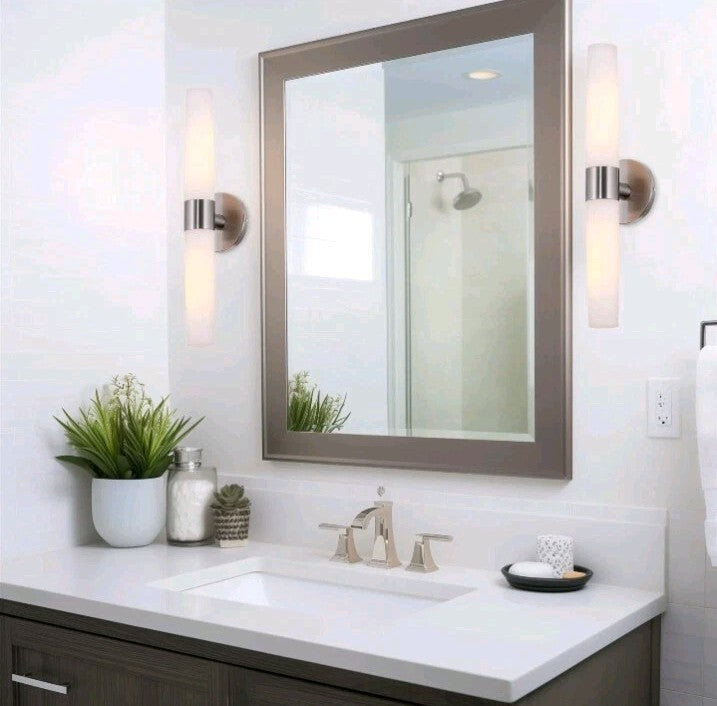 Kira Home Duo 21" Modern Wall Sconce with Frosted Opal Glass Shades for Bathr OB