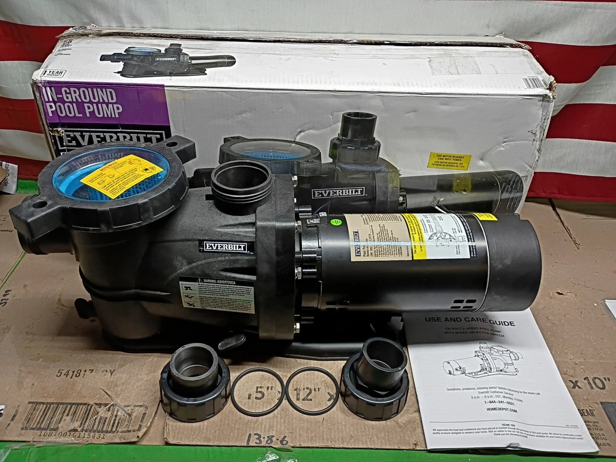 Everbilt 1HP 2 Speed Pool Pump 230 Volt Motor Above In ground Water 68 GPM