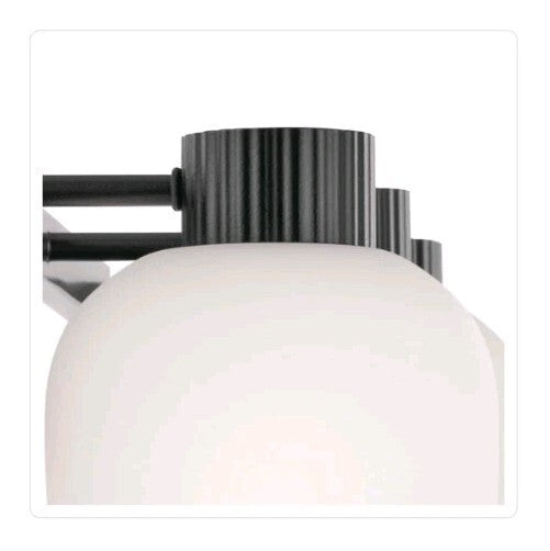 KICHLER 24" 3-Light Black Bathroom Vanity Light w/ Satin Etched White Glass OB