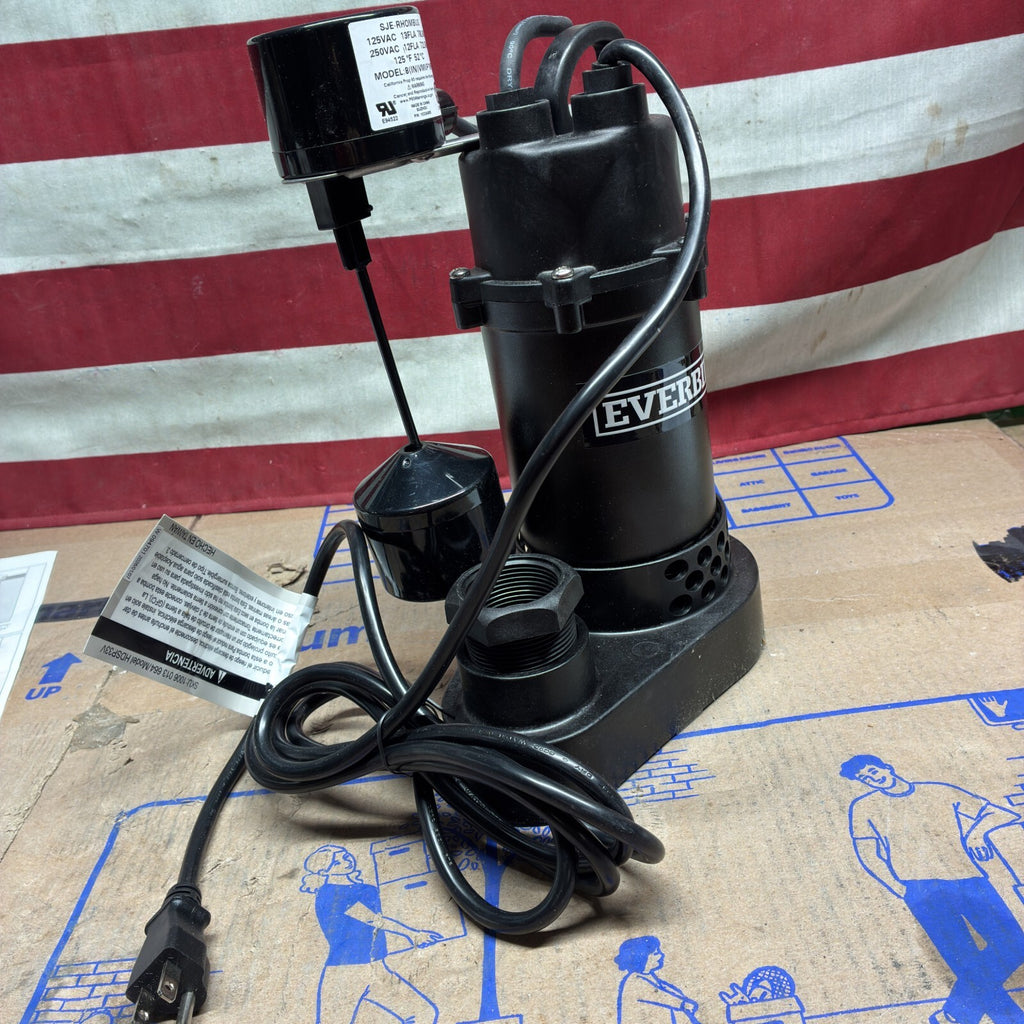 HDSP33V Everbilt 1/3 HP Aluminum Sump Pump Submersible  Vertical Switch Open Box