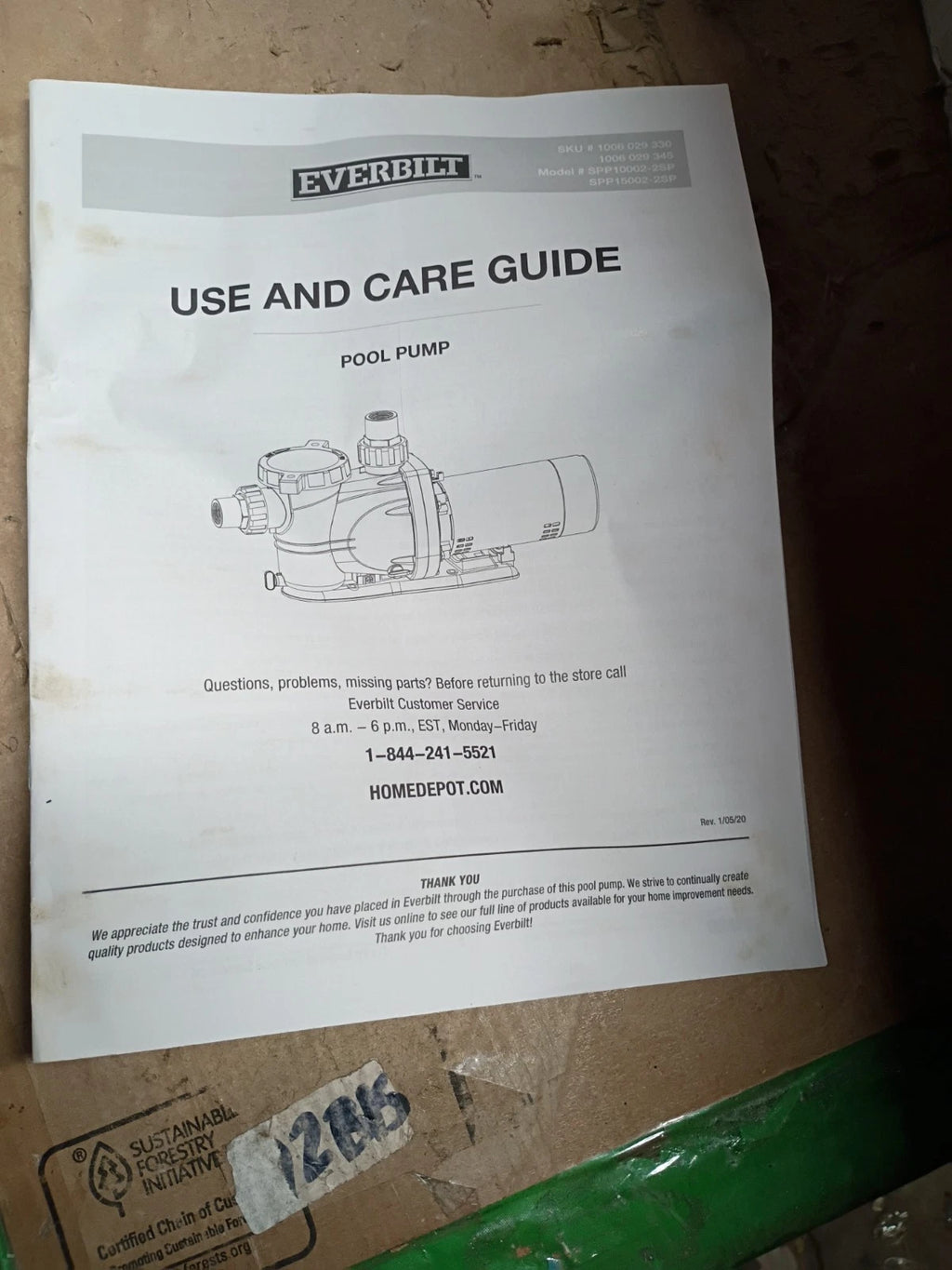 Everbilt 1 HP Pool Pump InGround 2 Speed 230V (Model SPP10002-2SP) OPEN BOX