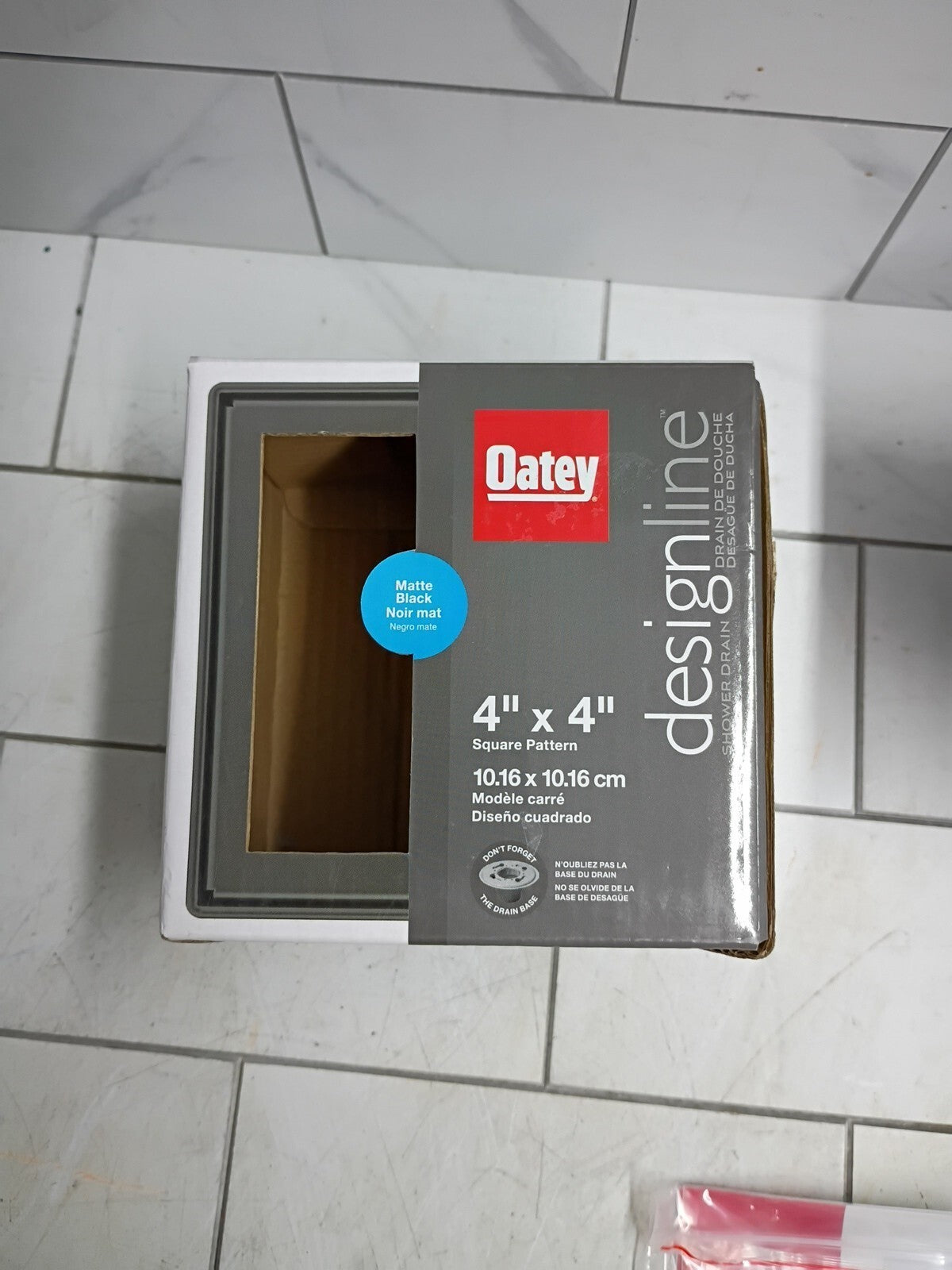 Oatey Designline 4" x 4" Square Matte Black Decorative Shower Drain Grate OB