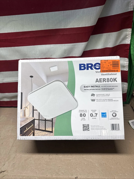 BROAN 80CFM Bathroom Ventilation Exhaust Fan Clean Cover Roomside AER80K NEW