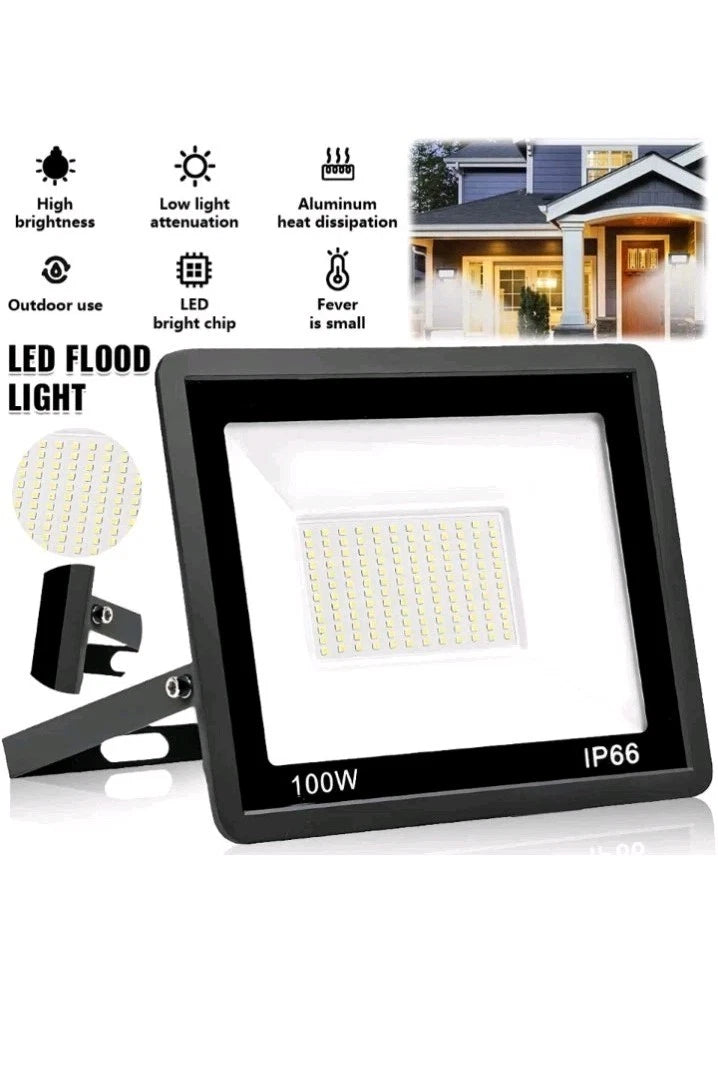 2pack 100W Led Flood Light Outdoor Security Garden Yard Spotlight Lamp Black