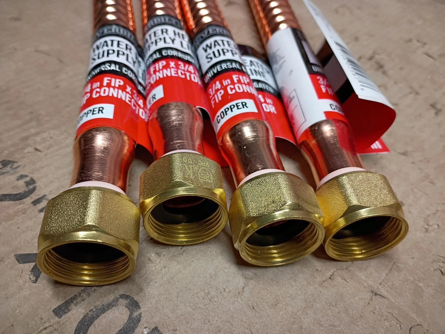 4-PK Everbilt 1000044300 3/4”FIP x 3/4”FIP x 24” Copper Water Heater Supply Line