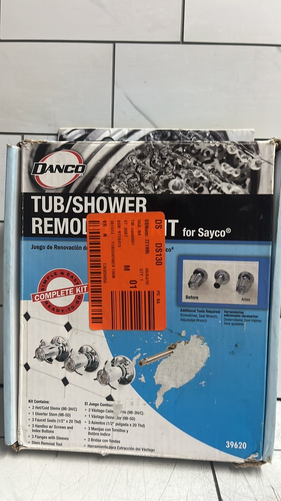 Danco 39620 Tub/Shower 3-Handle Remodeling Trim Kit in Chrome for Sayco