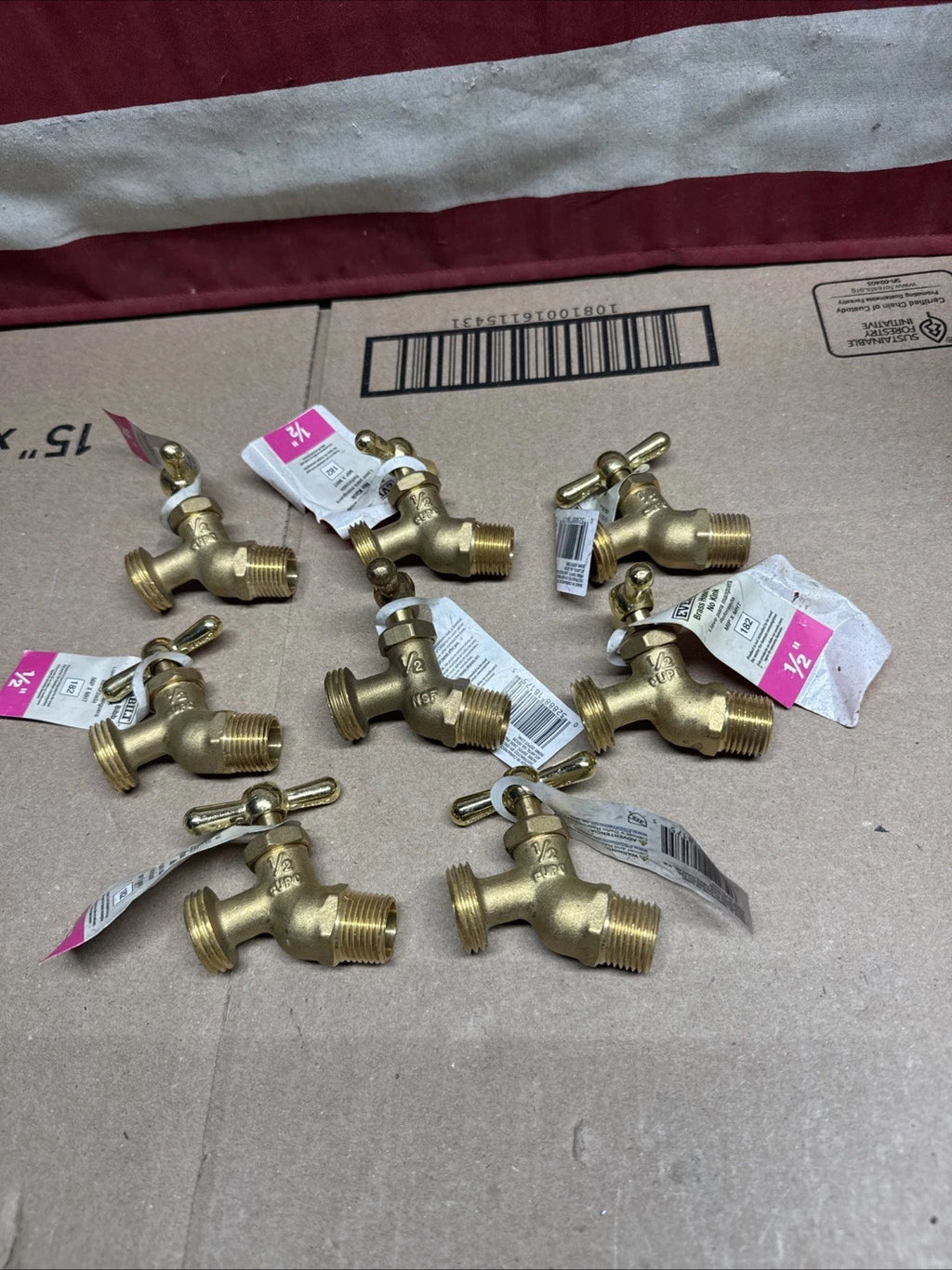 Lot Of 8 Everbuilt Brass Hose Bibb No Kink #182 ½" MIP X MHT New 102-303EB