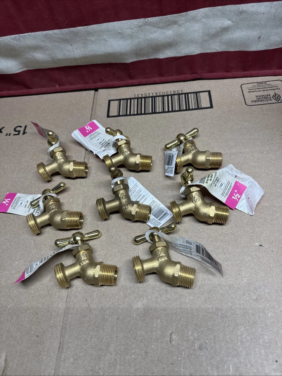 Lot Of 8 Everbuilt Brass Hose Bibb No Kink #182 ½" MIP X MHT New 102-303EB