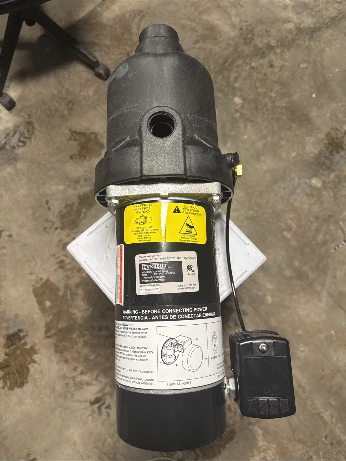 Everbilt 1/2 HP Shallow Well Jet Pump 1011677535. **Read Description***