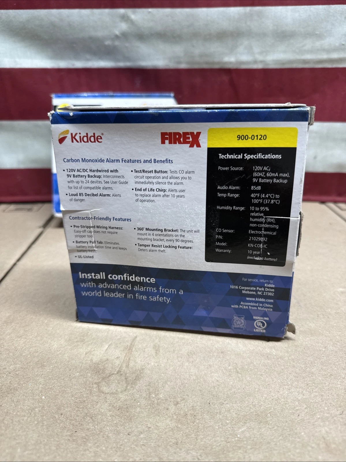 KiddeFireX Hardwired Carbon Monoxide Detector w/ LED Light, Interconnectable
