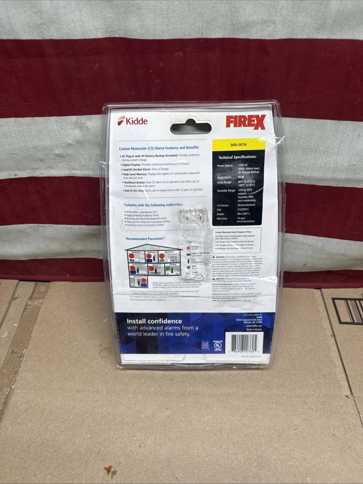 Kidde 900-0076 Carbon Monoxide Alarm Dual Power Digital Display Battery Backup