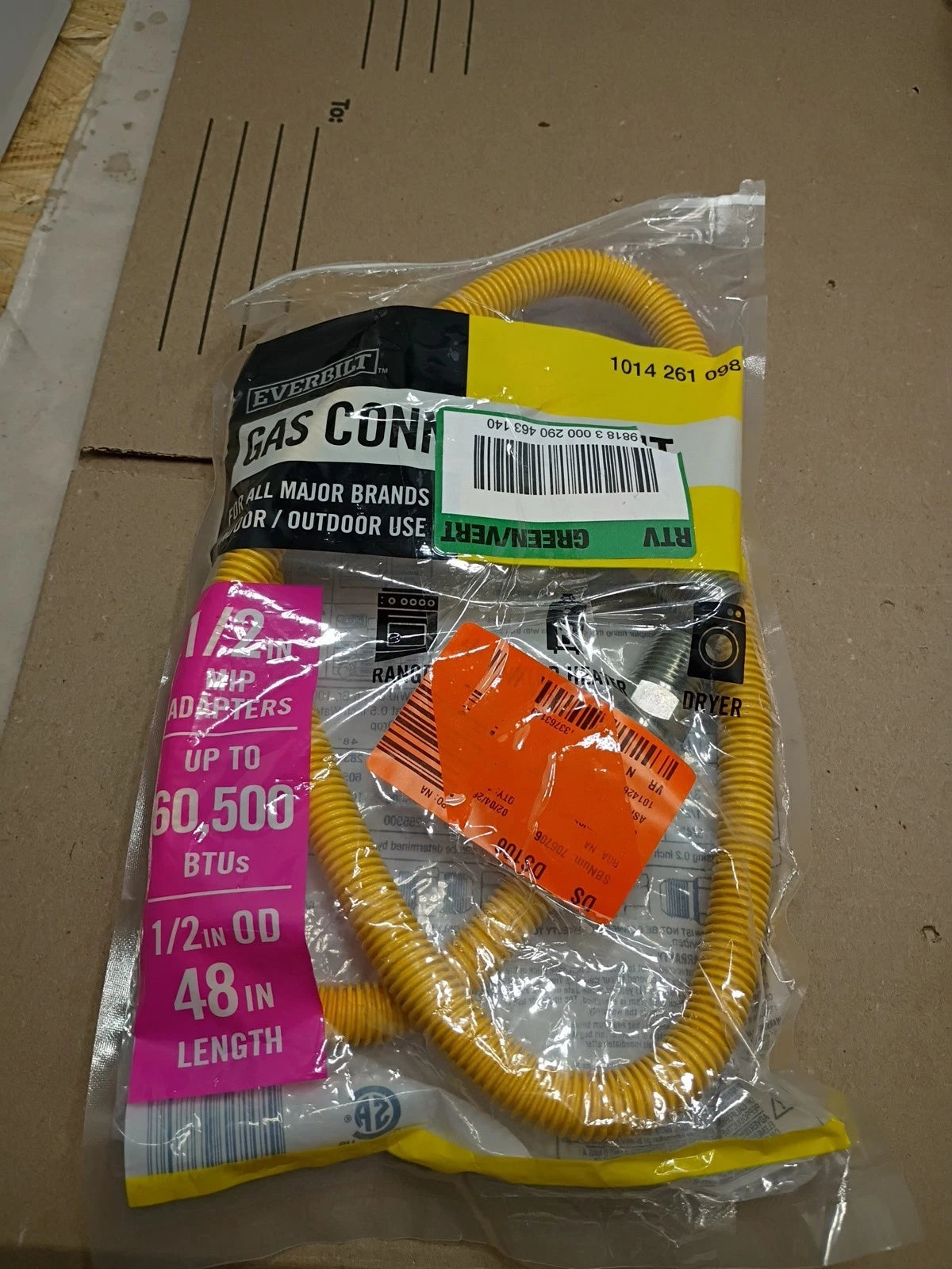 Everbilt 1014 261 134 1/2 in MIP x 1/2 in. MIP x 48 in Gas Connector (1/2 in OD)