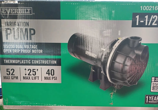Everbilt HDLS15P, Lawn Irrigation Pump Plastic 1-1/2HP 52 GPM 40 PSI, Used READ
