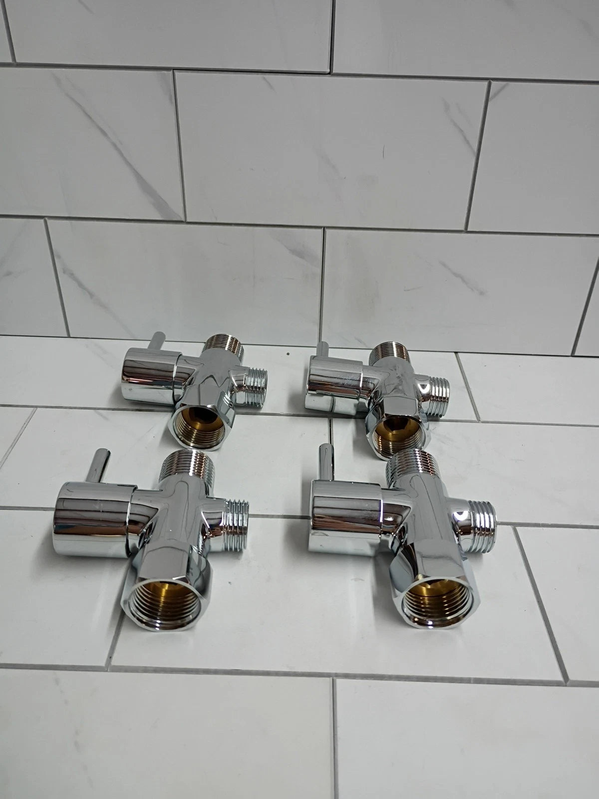 4pk Solid Brass 3-Way 1/2 Shower Diverter (Chrome Plating) New Open Box READ DES