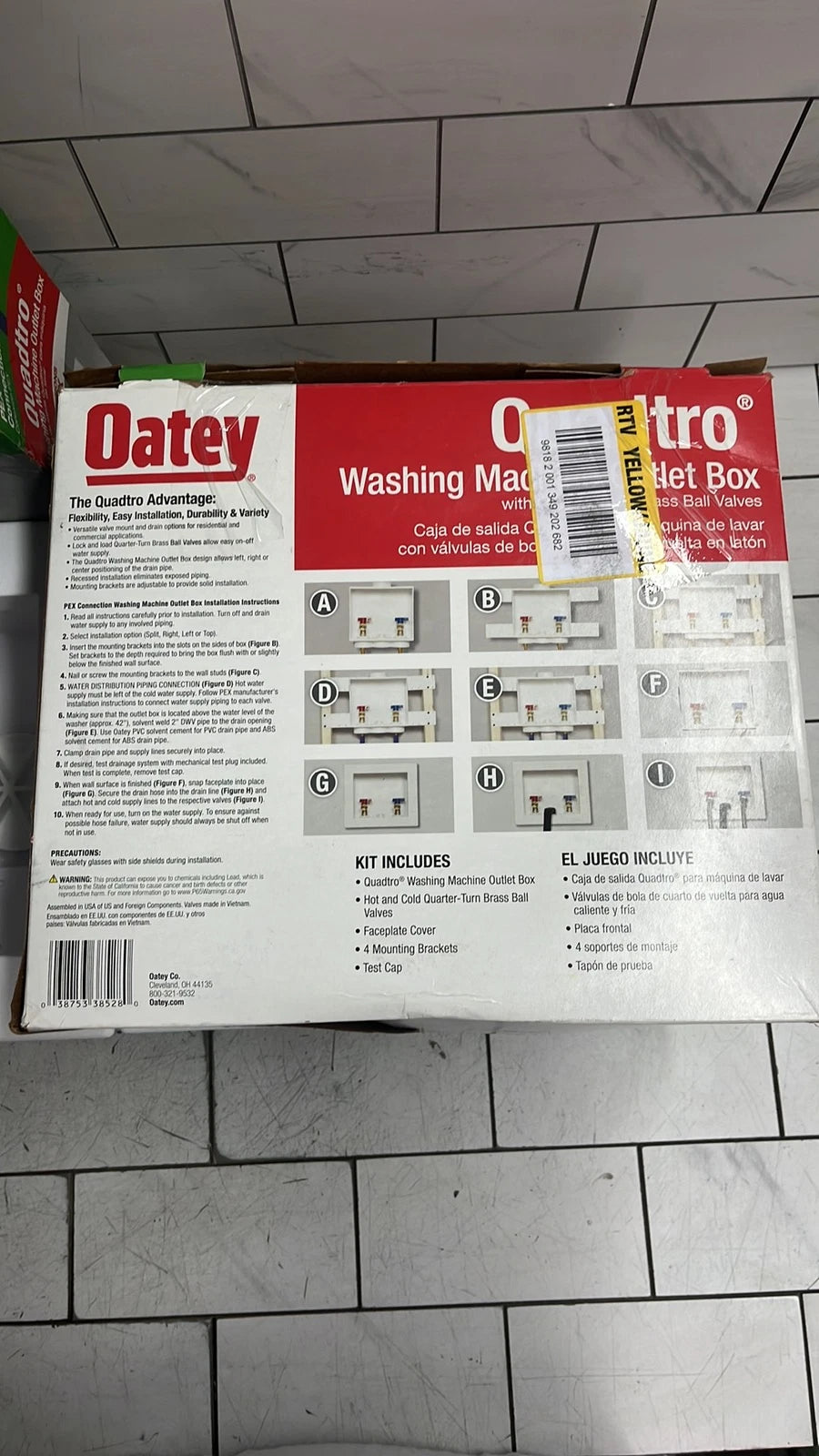 (2 Pack) Oatey Quadtro 38528 Washing Machine Outlet Box With PEX Crimp Valves OB
