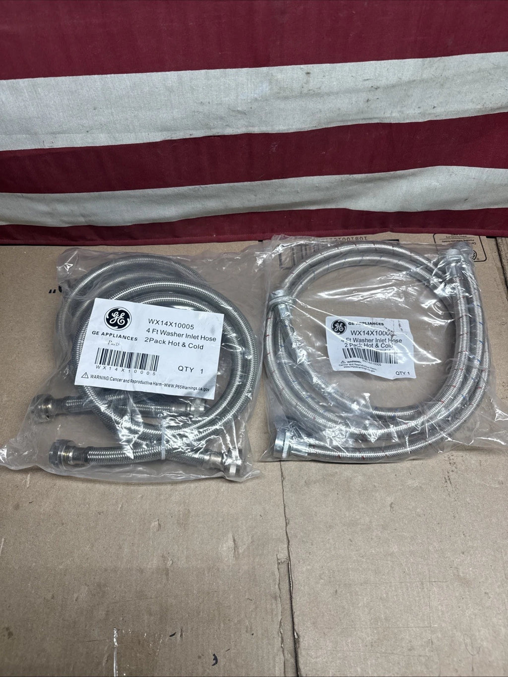 2pair GE 4 foot Washer Inlet Hoses -Hot and Cold Part# WX14X10005 - NIP