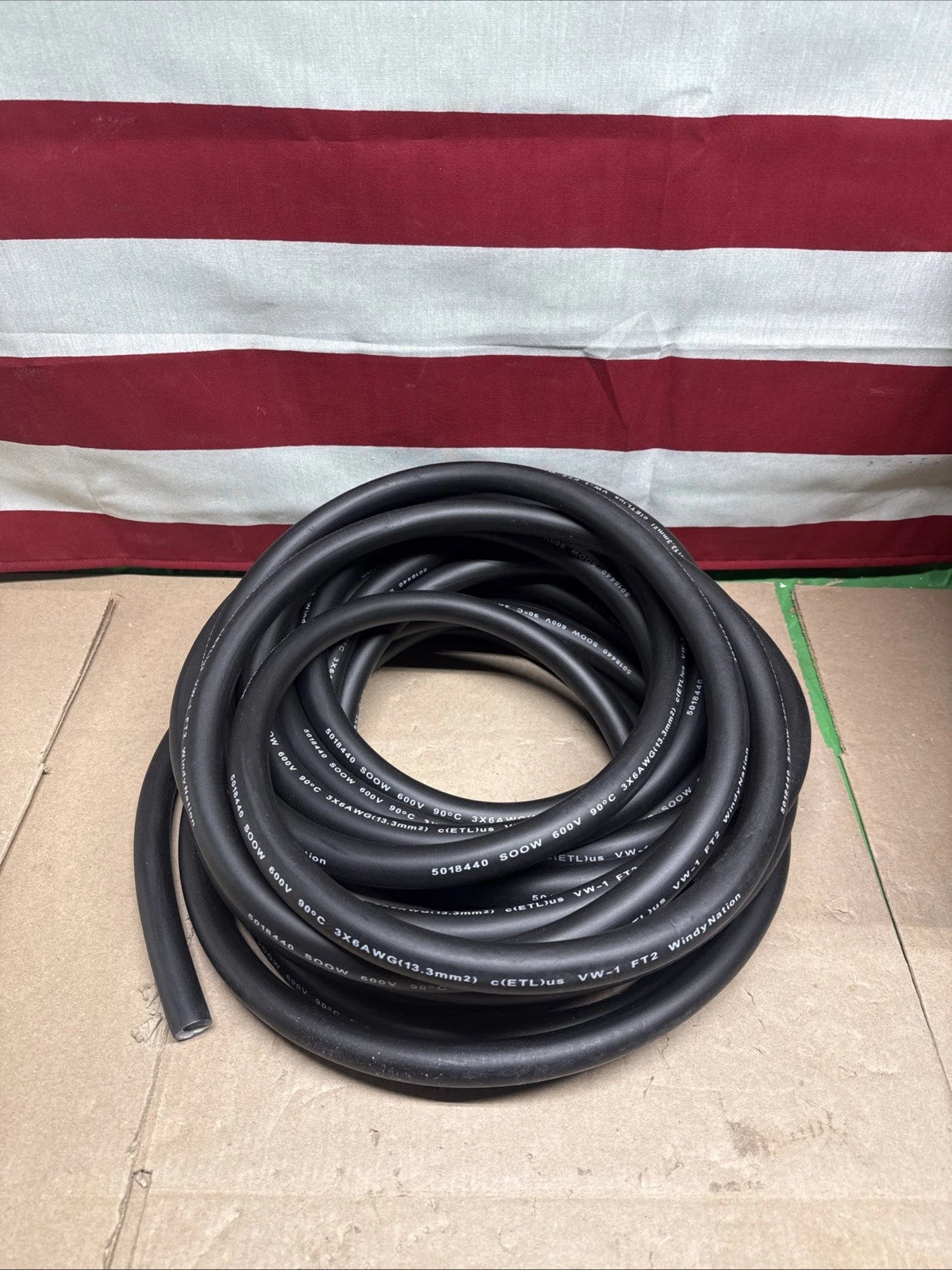 50 FEET WindyNation 6/3 SOOW SO 6 Gauge 3 Conductor Power Cord 600V Cable Wire