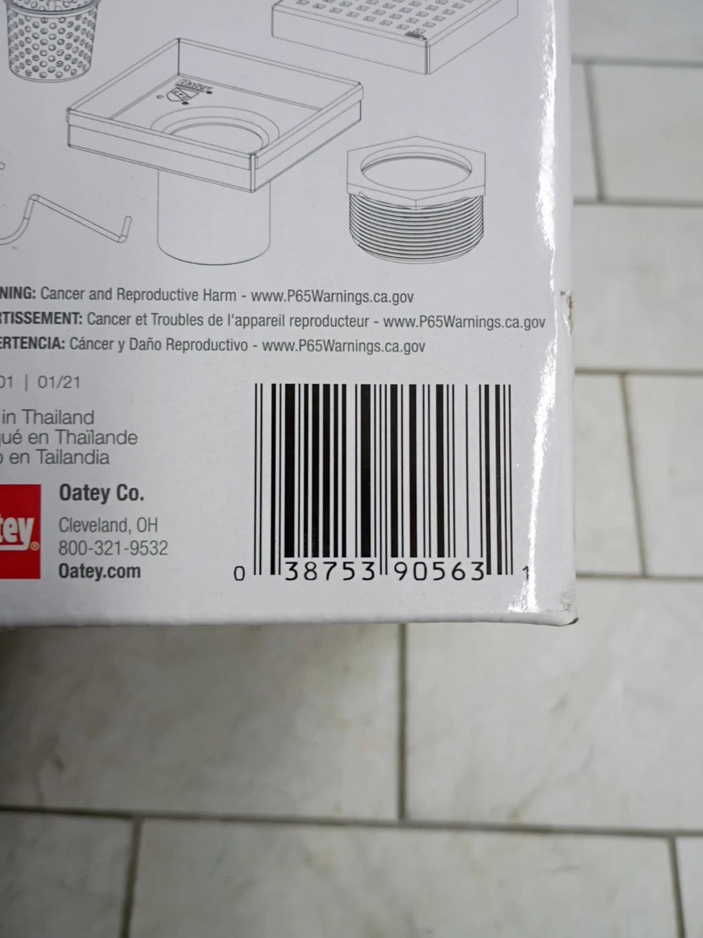 2PK Oatey Designline Square Shower Drain Matte Black 6" x 6" Open Box