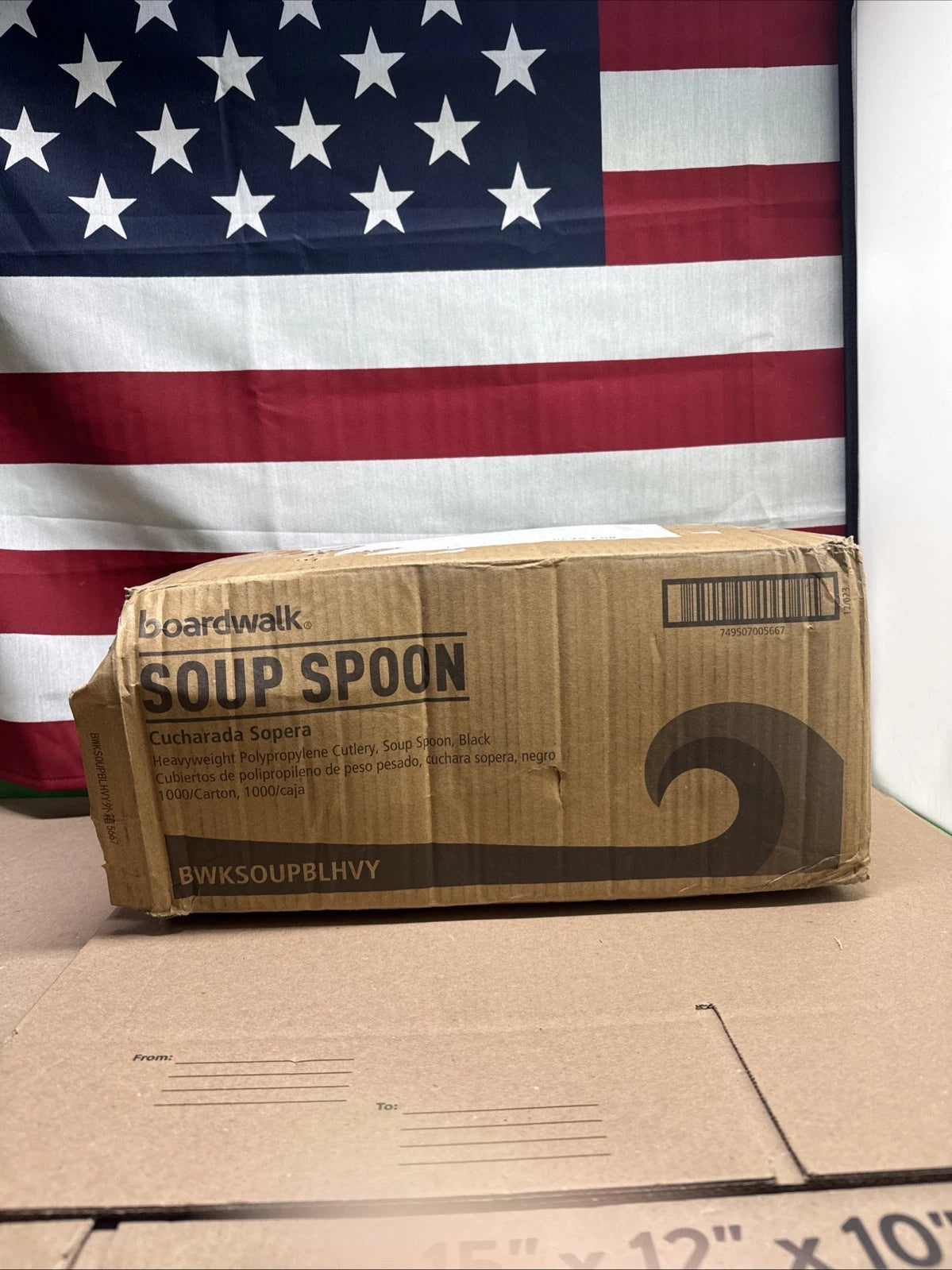 Boardwalk SSHWPSBIW Heavyweight Wrapped Soup Spoons - Black (1000/CT) New