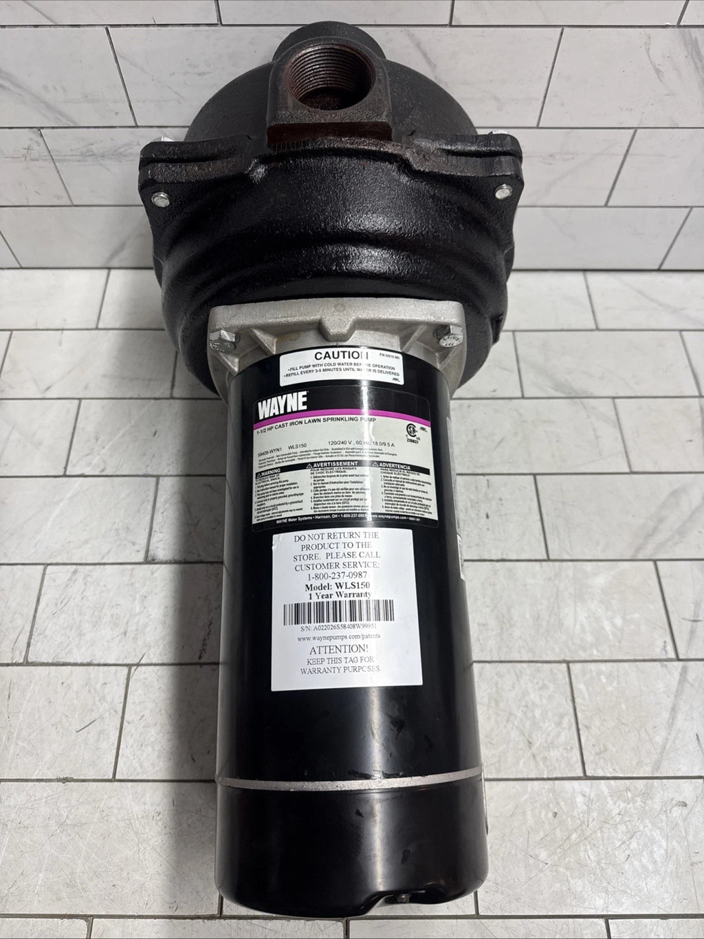 Wayne WLS150 1-1/2 HP Cast Iron Quick-Prime Lawn-Sprinkler Pump- PARTS ONLY READ